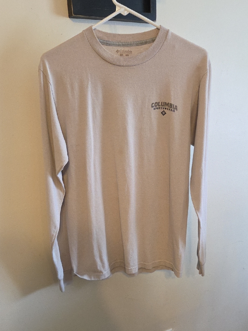 Columbia Men’s Long Sleeve Tee in Light Tan with Chest Logo